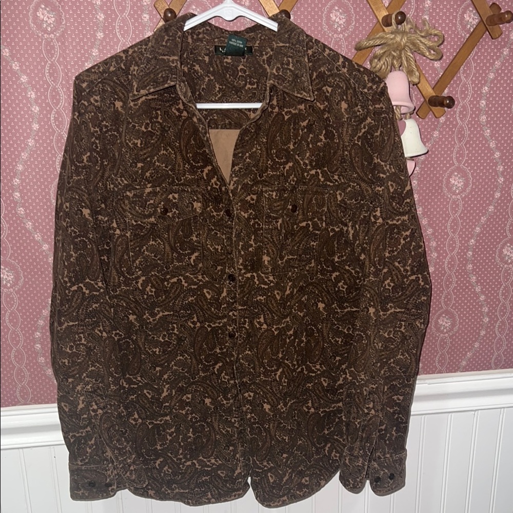 Ralph Lauren Brown Paisley Button-Up Shirt
